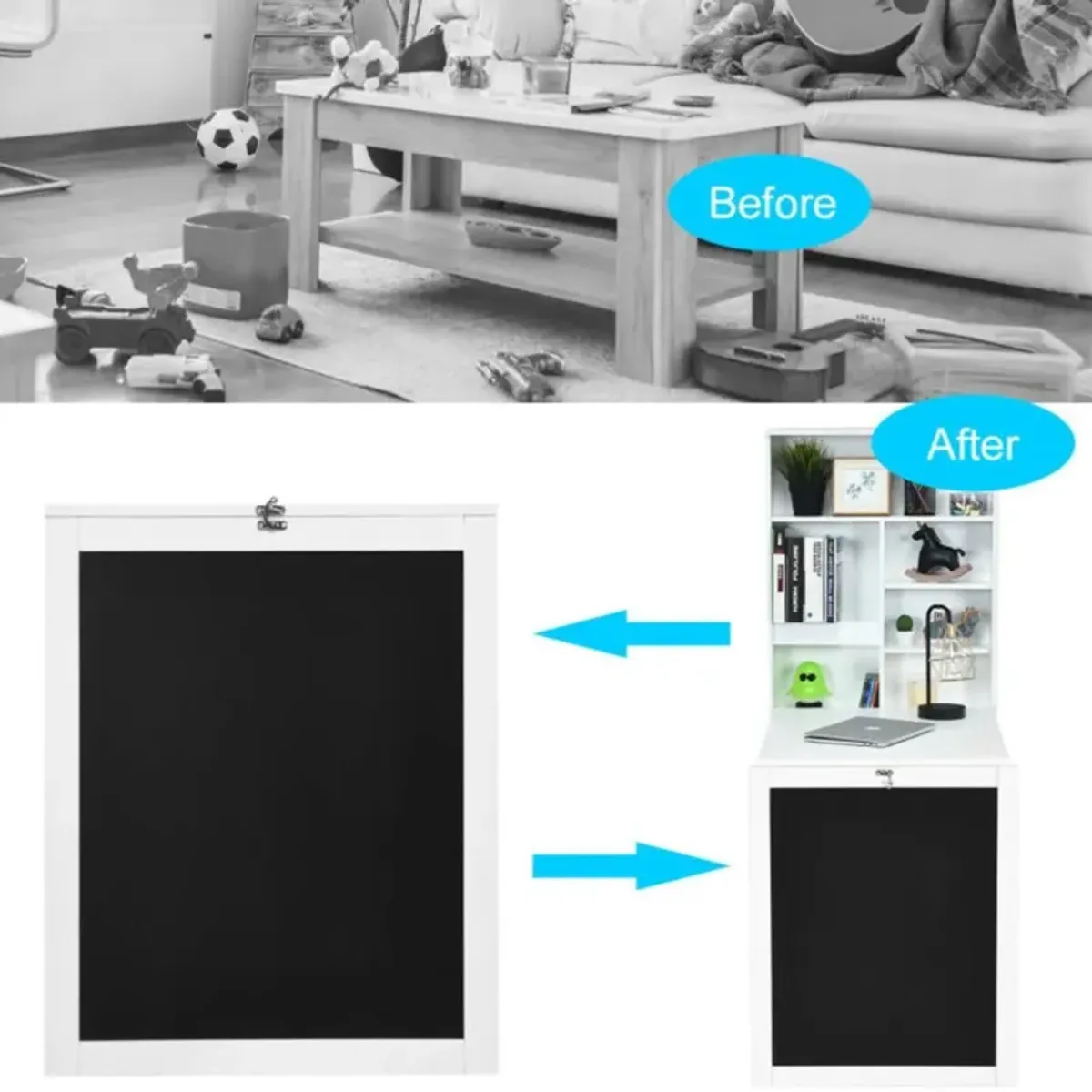 Hivvago Convertible Wall Mounted Table with A Chalkboard