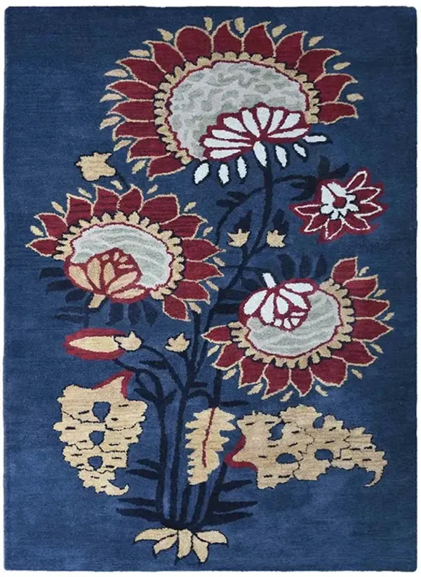 RUGSOTIC CARPETS HAND TUFTED WOOL ECO-FRIENDLY AREA RUGS  - 5'x8', Rectangle Shape, Charcoal, Floral Modern Design, High Pile Thick Handmade Anti Skid Area Rugs for Living Room, Bed Room (K03069)