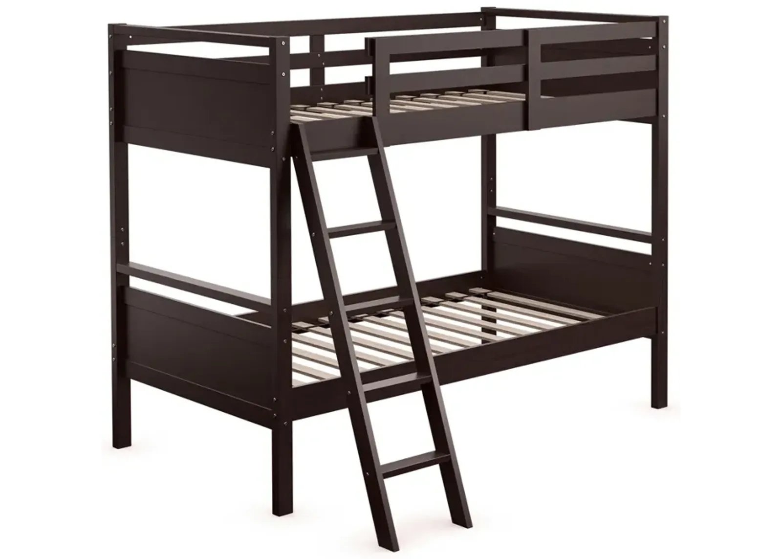 Twin Over Twin Bunk Bed Convertible 2 Individual Beds Wooden