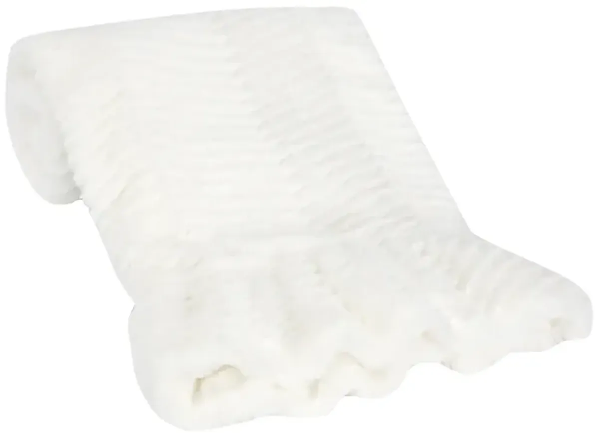 Lambs & Ivy Signature White Ruffled Lux Minky/Jersey Chevron Baby Blanket