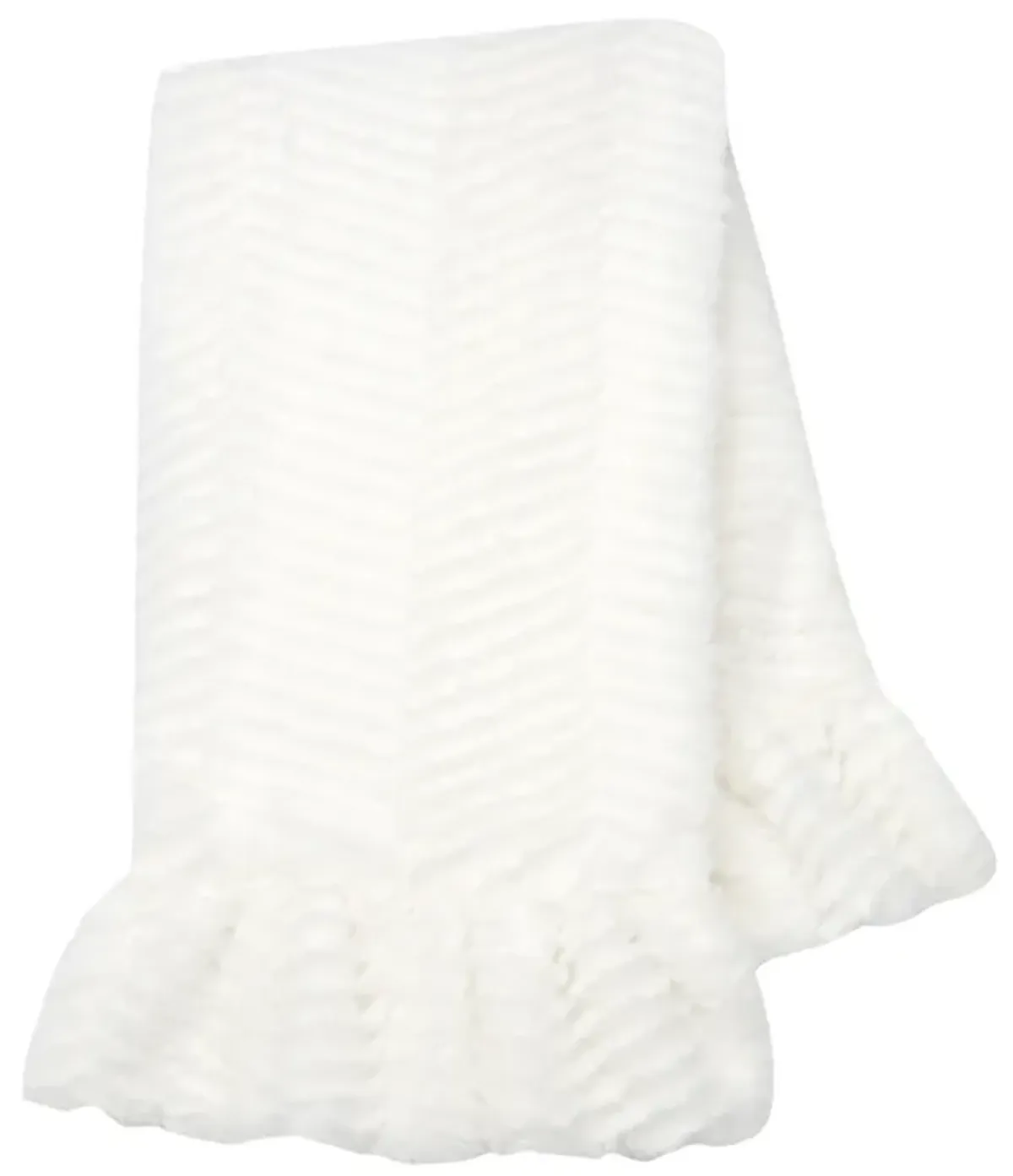 Lambs & Ivy Signature White Ruffled Lux Minky/Jersey Chevron Baby Blanket