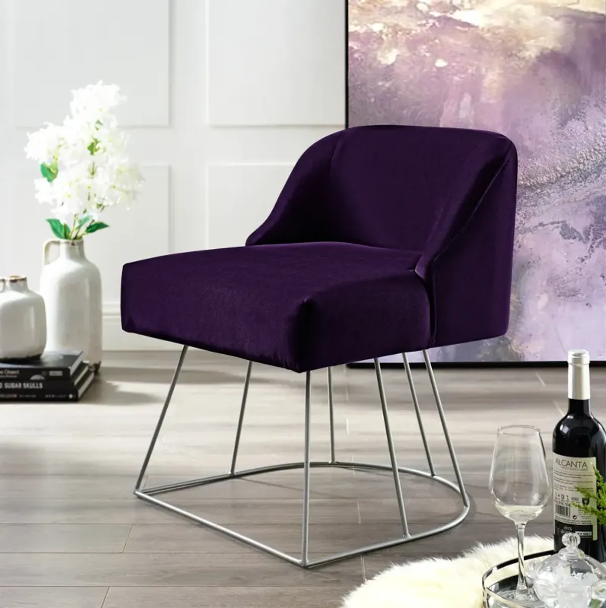 Inspired Home Briva Velvet Vanity Stool