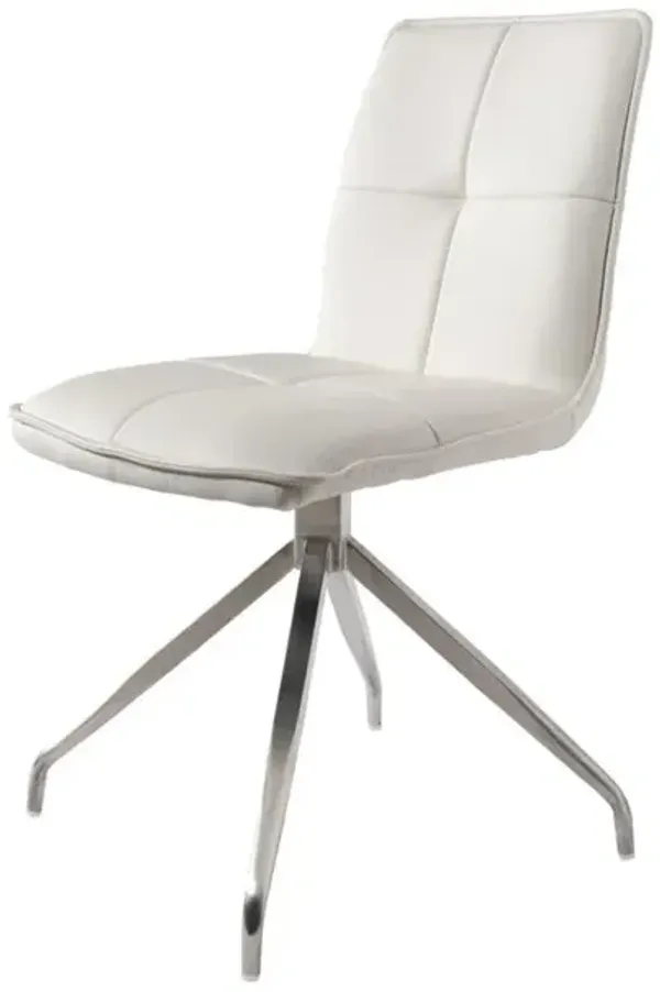 Dining Chair With Pu Seat And Brushed Stainless Steel Leg, Set Of 2