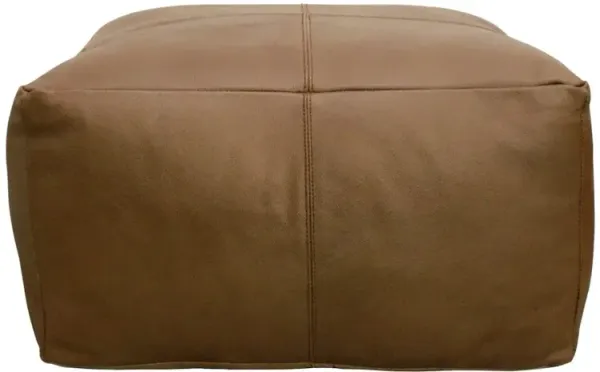 Mid-Century Java Leather Pouf in Dark Brown