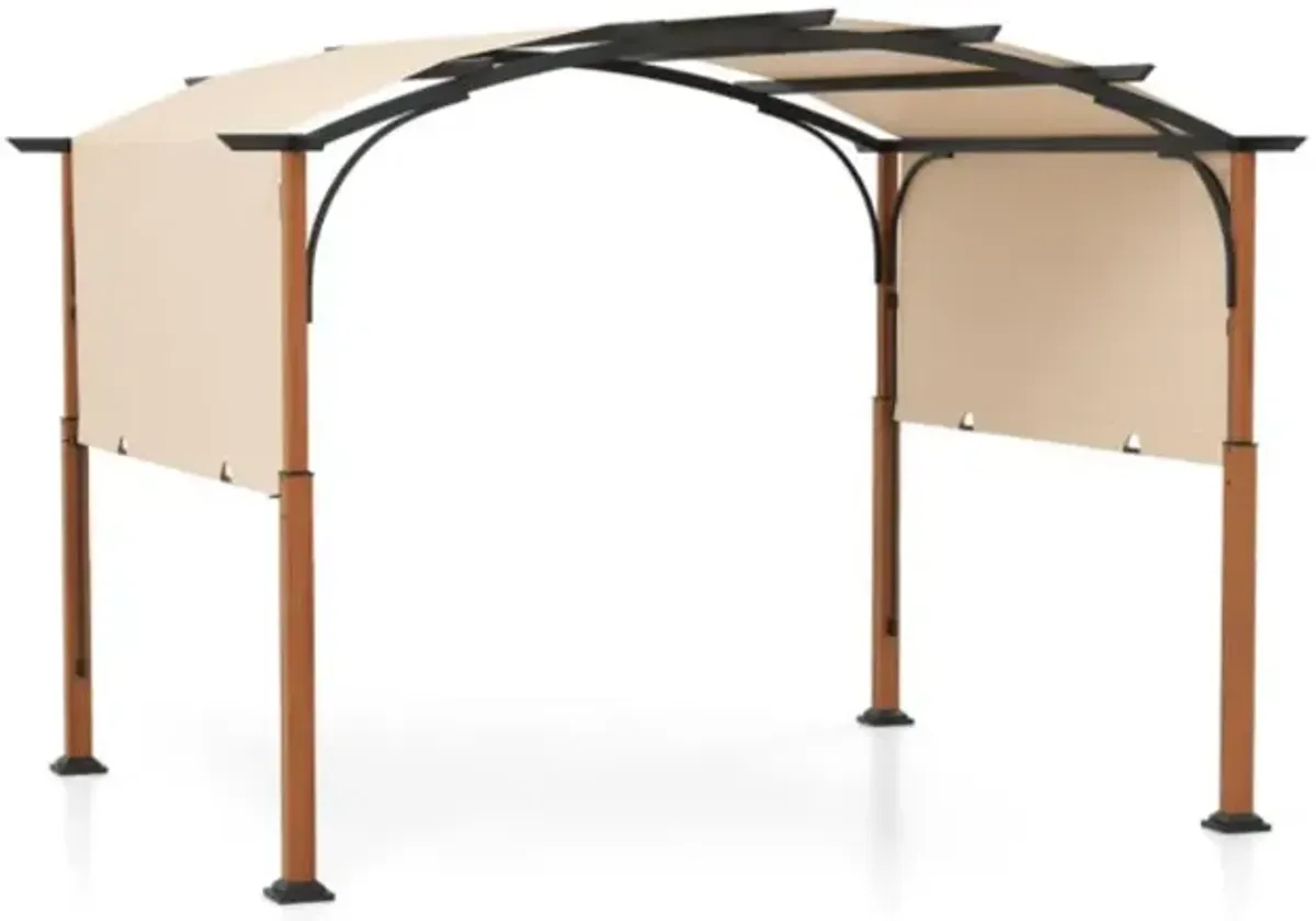 Hivvago 10 x 12 FT Outdoor Retractable Pergola with Retractable Canopy for Patio