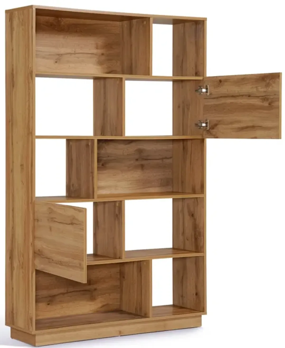 LuxenHome 8-Shelf and 2-Cabinet Tall Bookcase with Doors