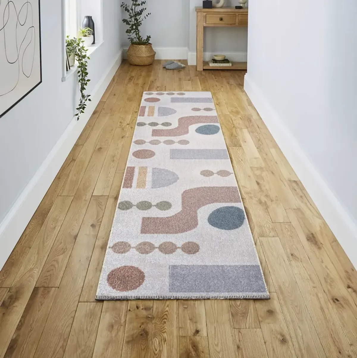 Riley Abstract Coastal Contemporary Machine-Washable Runner Rug