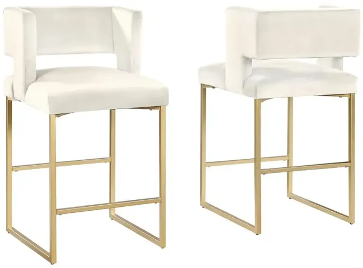 Lynx Velvet Bar Stools in Gold (Set of 2)