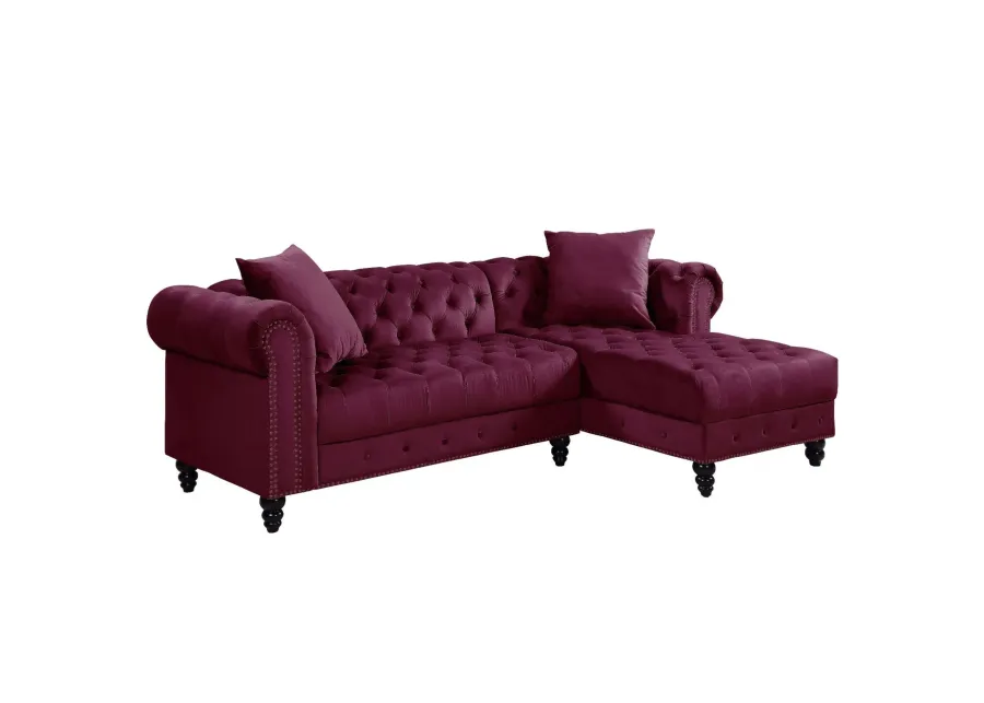 Sectional Sofa with 2 Pillows Velvet Sleek and Comfortable Seating for Your Living Space