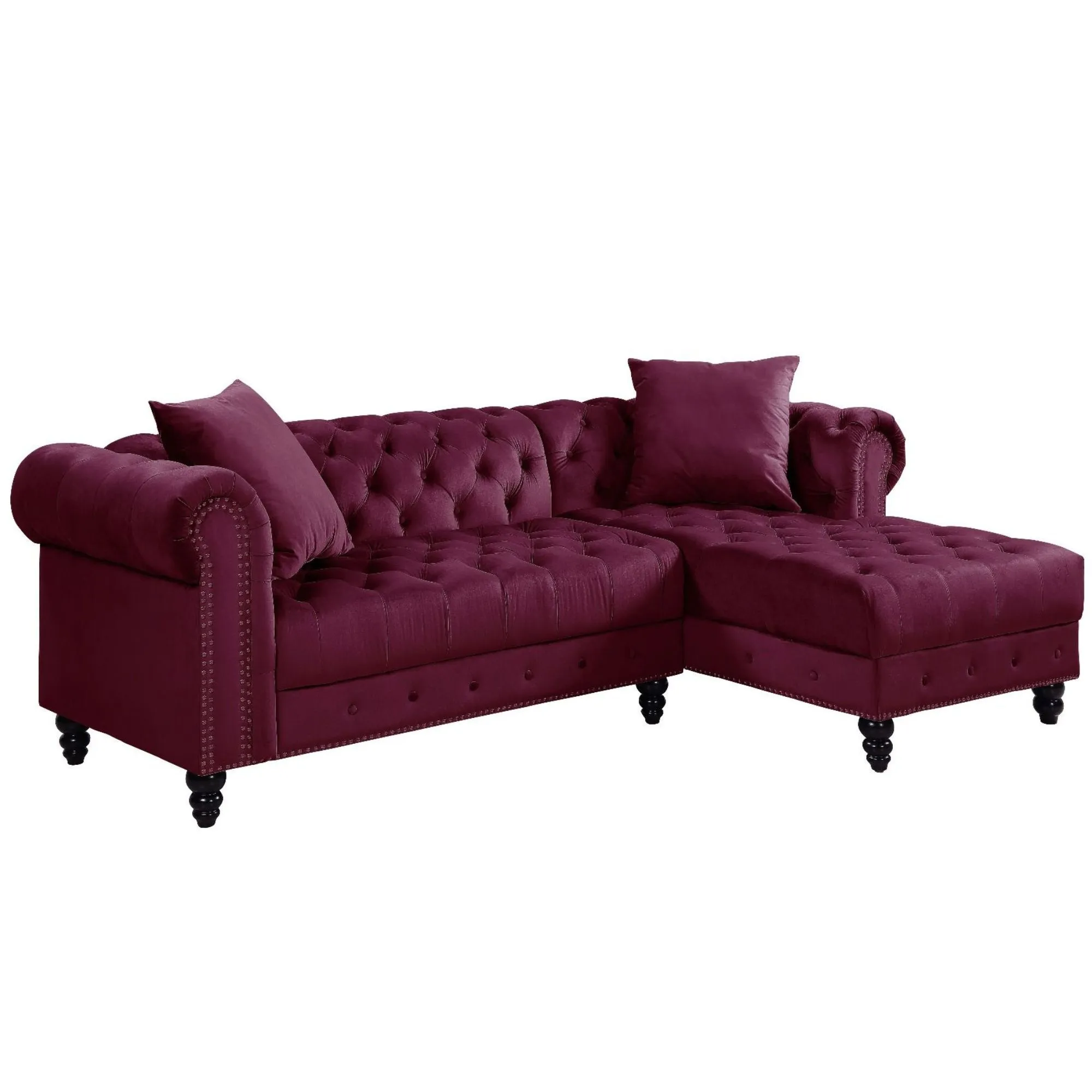 Sectional Sofa with 2 Pillows Velvet Sleek and Comfortable Seating for Your Living Space