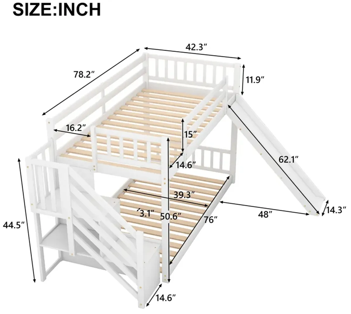 Merax Twin over Twin Bunk Bed with Convertible Slide and Stairway