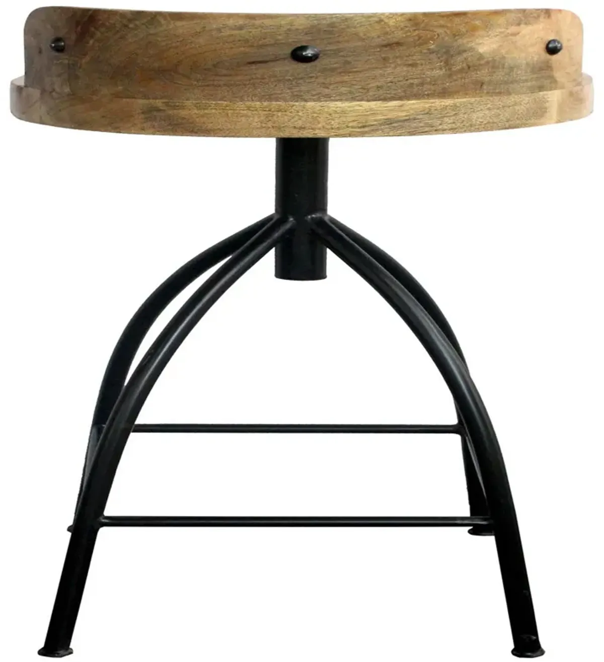 30-35 Inch Industrial Style Adjustable Swivel Bar Stool With Backrest-Benzara