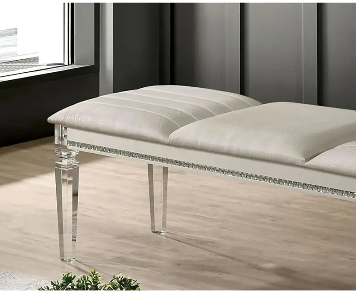 Solid Wood Bench with Crystal Accent