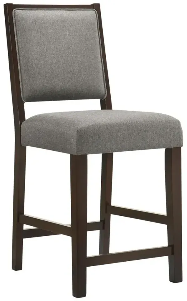 Open Back Counter Height Stools with Footrest (Set of 2) Grey and Espresso