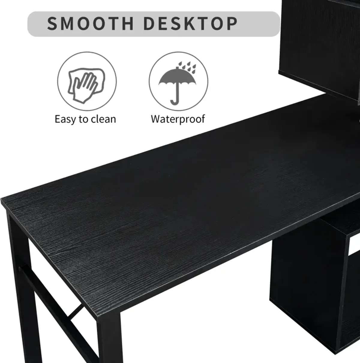 Streamdale L-Shaped Desk with Rotating Table and Bookshelf