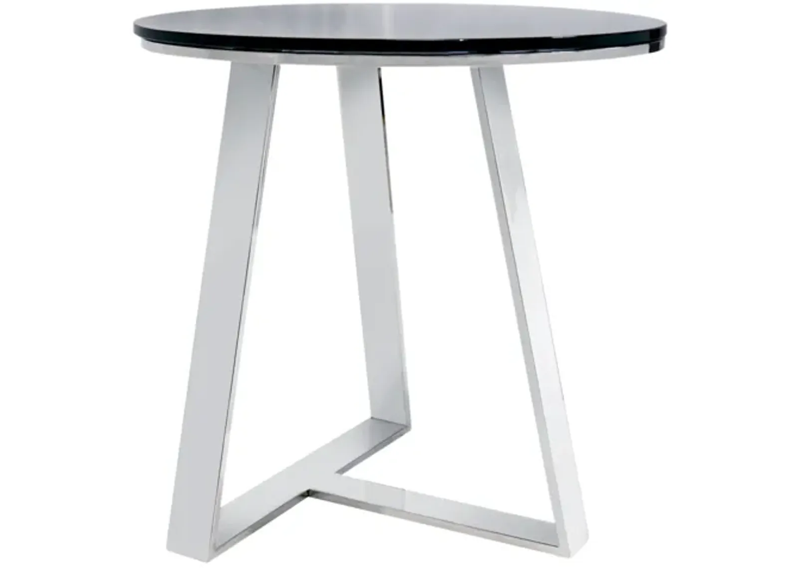 Pasargad Home Luxe Glass & Steel End Table, Black/Chrome