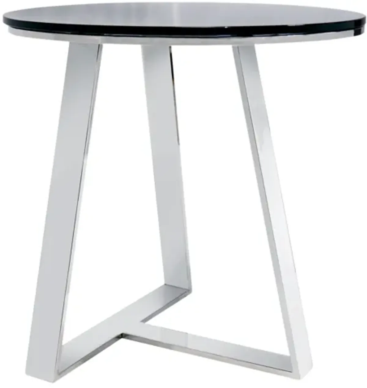 Pasargad Home Luxe Glass & Steel End Table, Black/Chrome