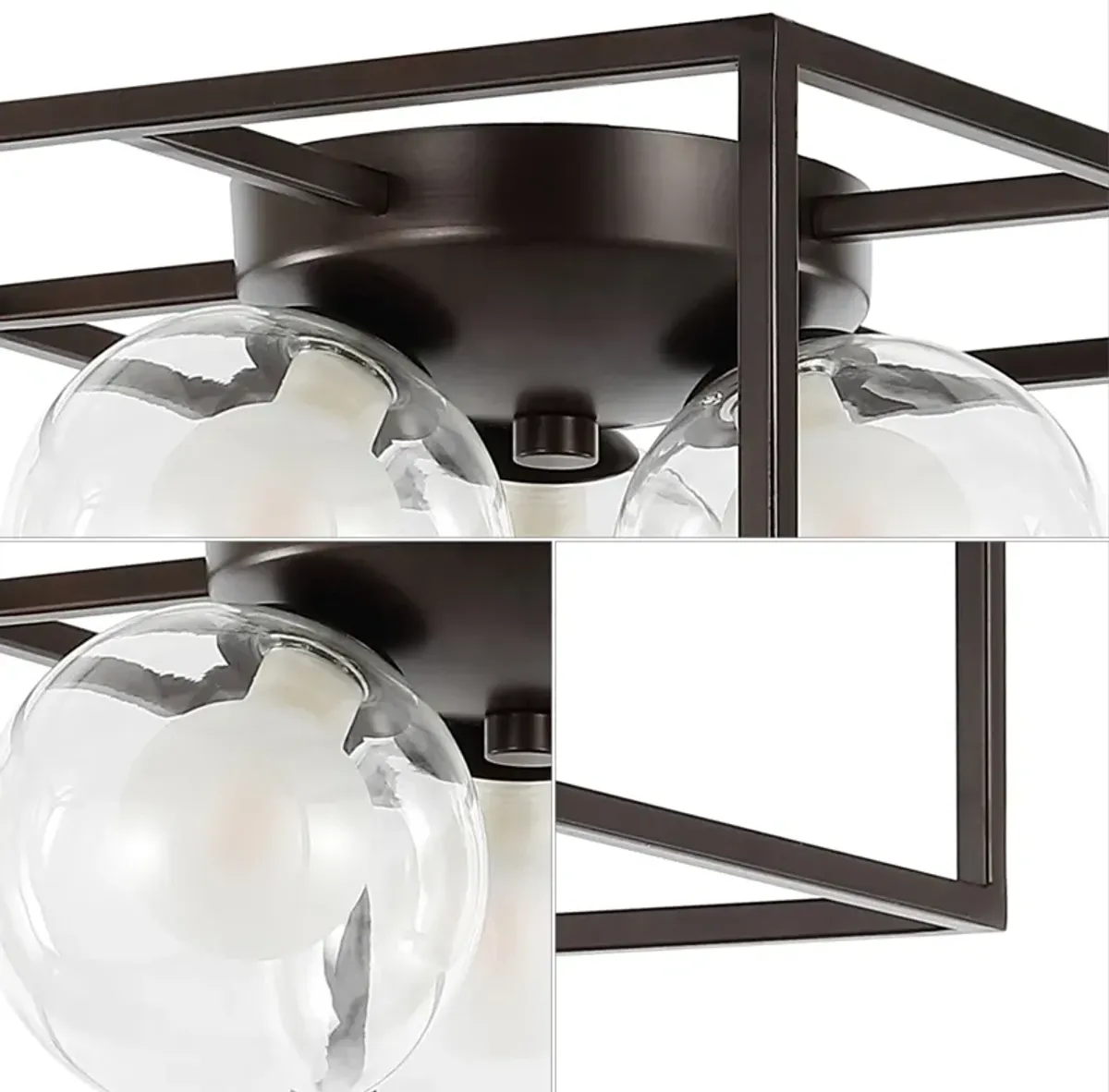 Kyle Modern Farmhouse Metal/Iron Open-Caged LED Flush Mount