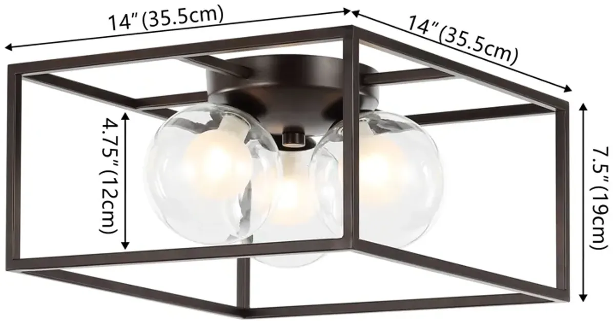 Kyle Modern Farmhouse Metal/Iron Open-Caged LED Flush Mount