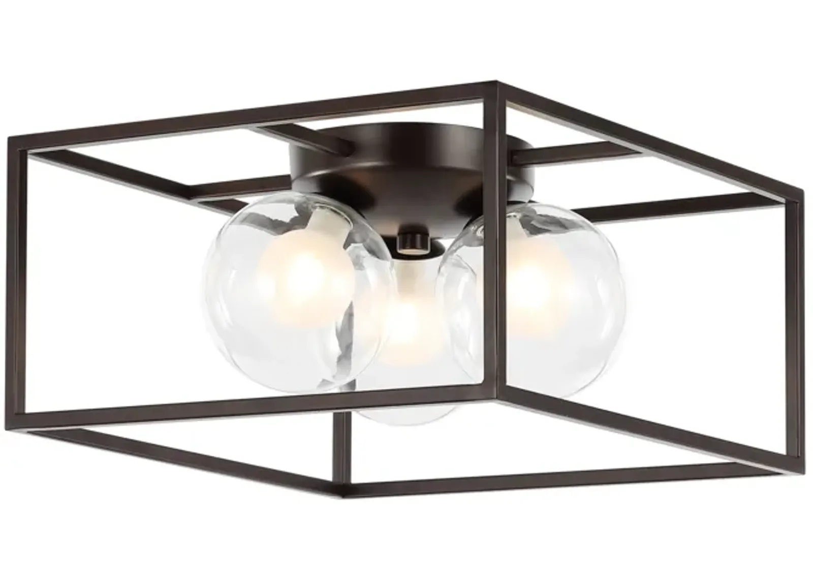 Kyle Modern Farmhouse Metal/Iron Open-Caged LED Flush Mount