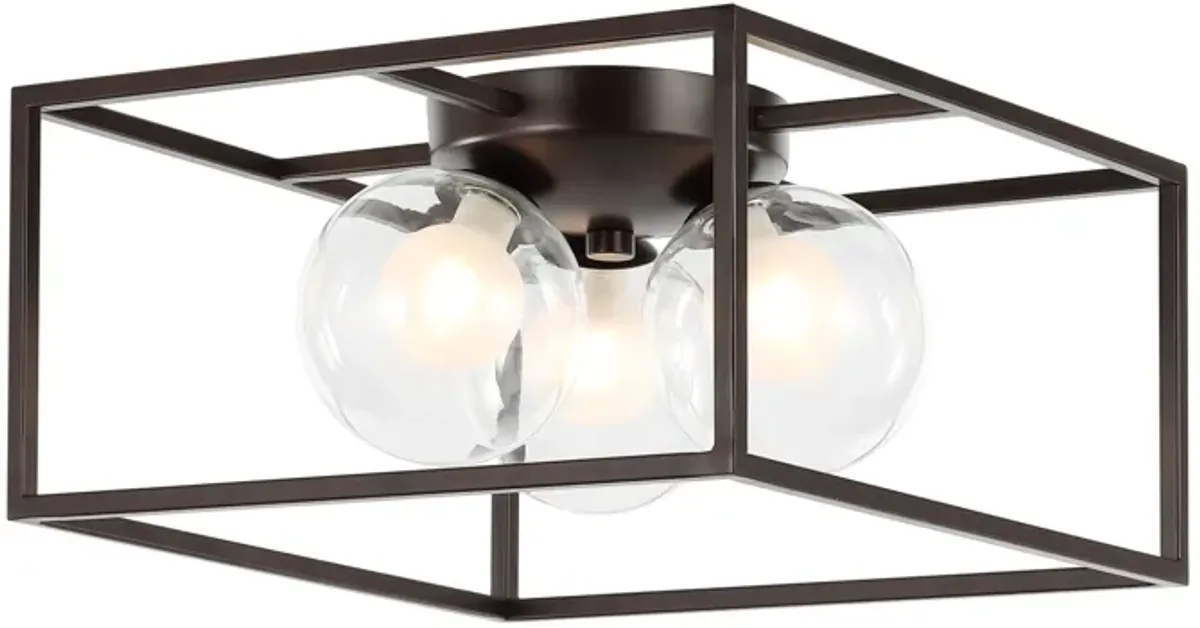 Kyle Modern Farmhouse Metal/Iron Open-Caged LED Flush Mount