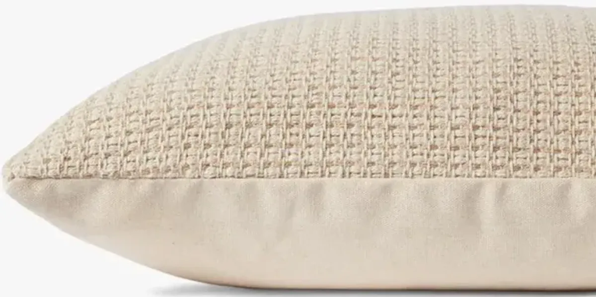 Joy PMH0042 Beige/Ivory 22''x22'' Down Pillow by Magnolia Home by Joanna Gaines x Loloi