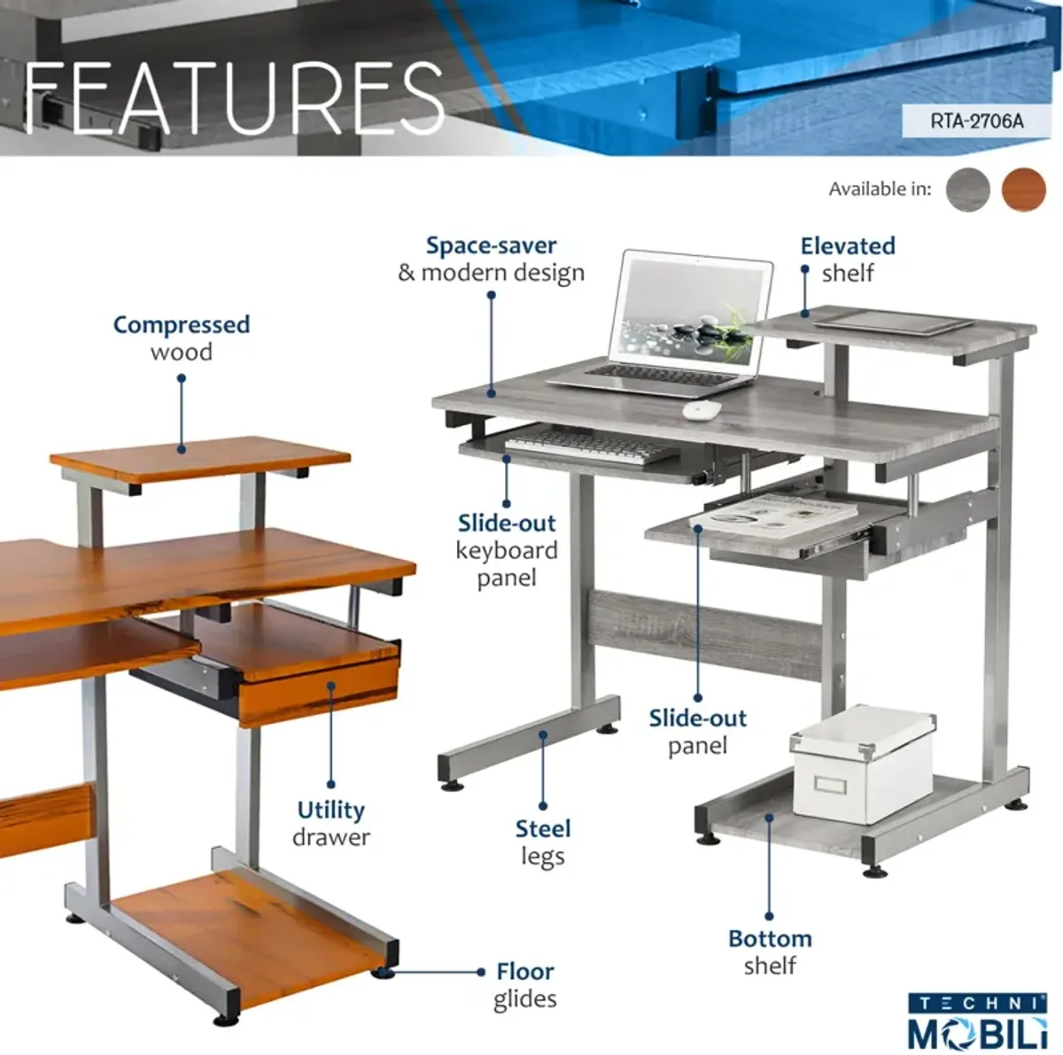 Complete Computer Workstation Desk, Woodgrain