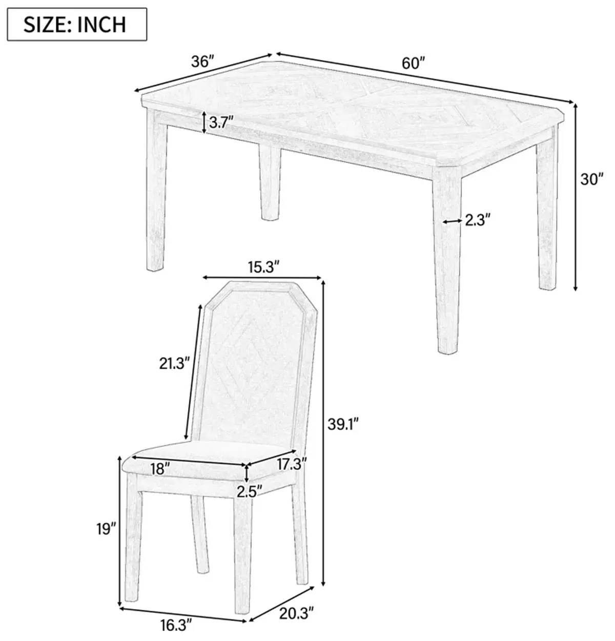 Merax 7-Piece Farmhouse Dining Table Chairs Set