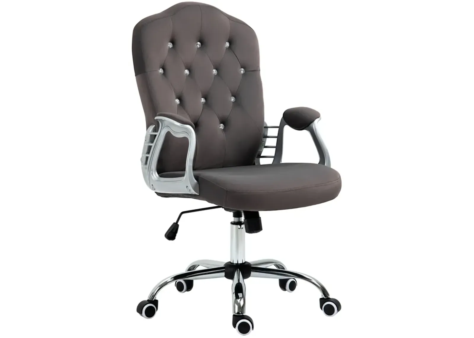 Dark Gray Office Chair: Velvet Seat with 360° Swivel & Adjustable Height