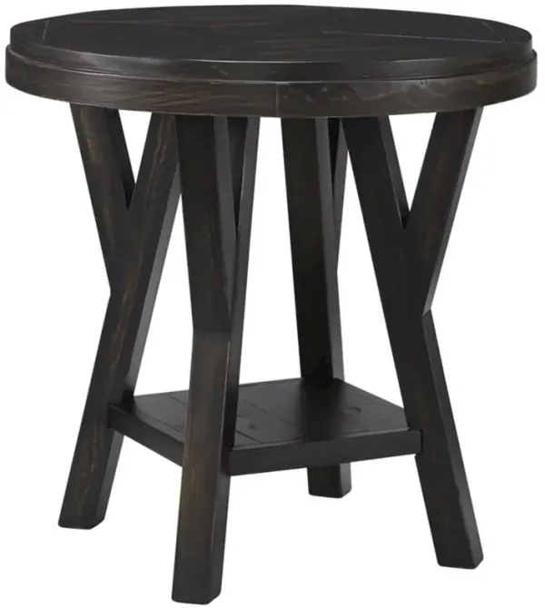 Market Street West Transitional Round End Table Black Pepper