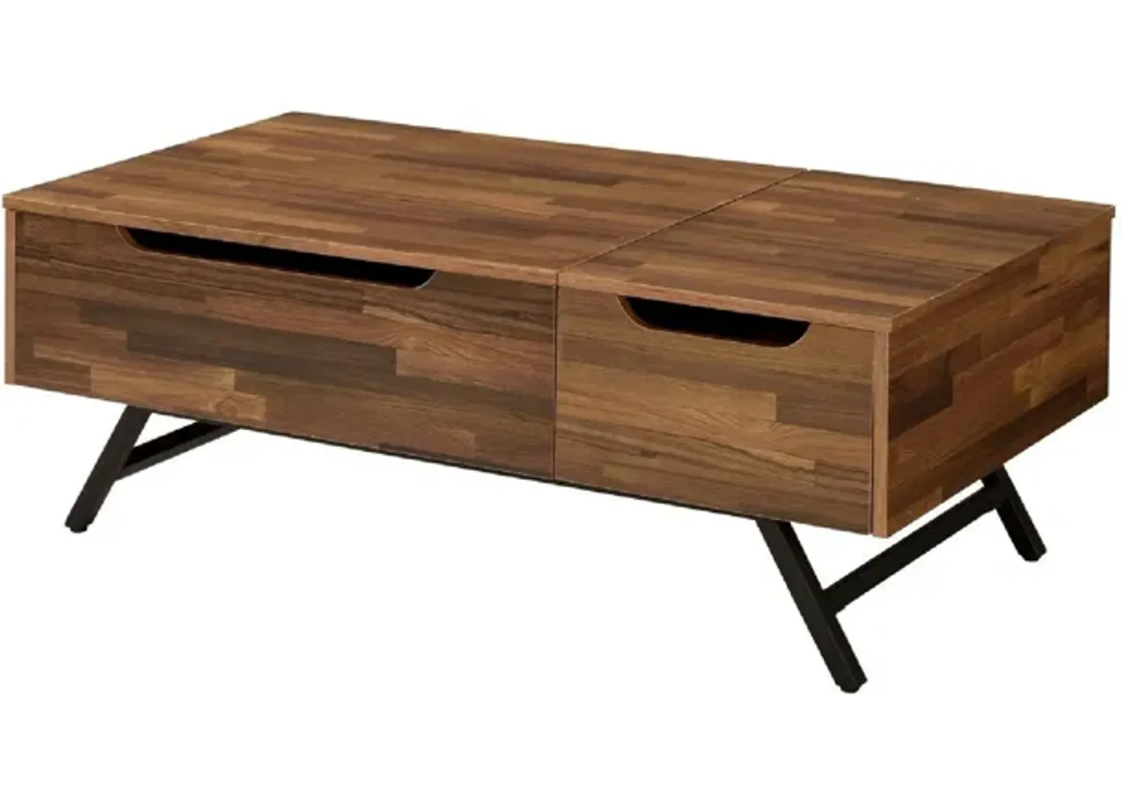 Wooden Coffee Table with Lift Top Storage and 1 Drawer, Walnut Brown-Benzara