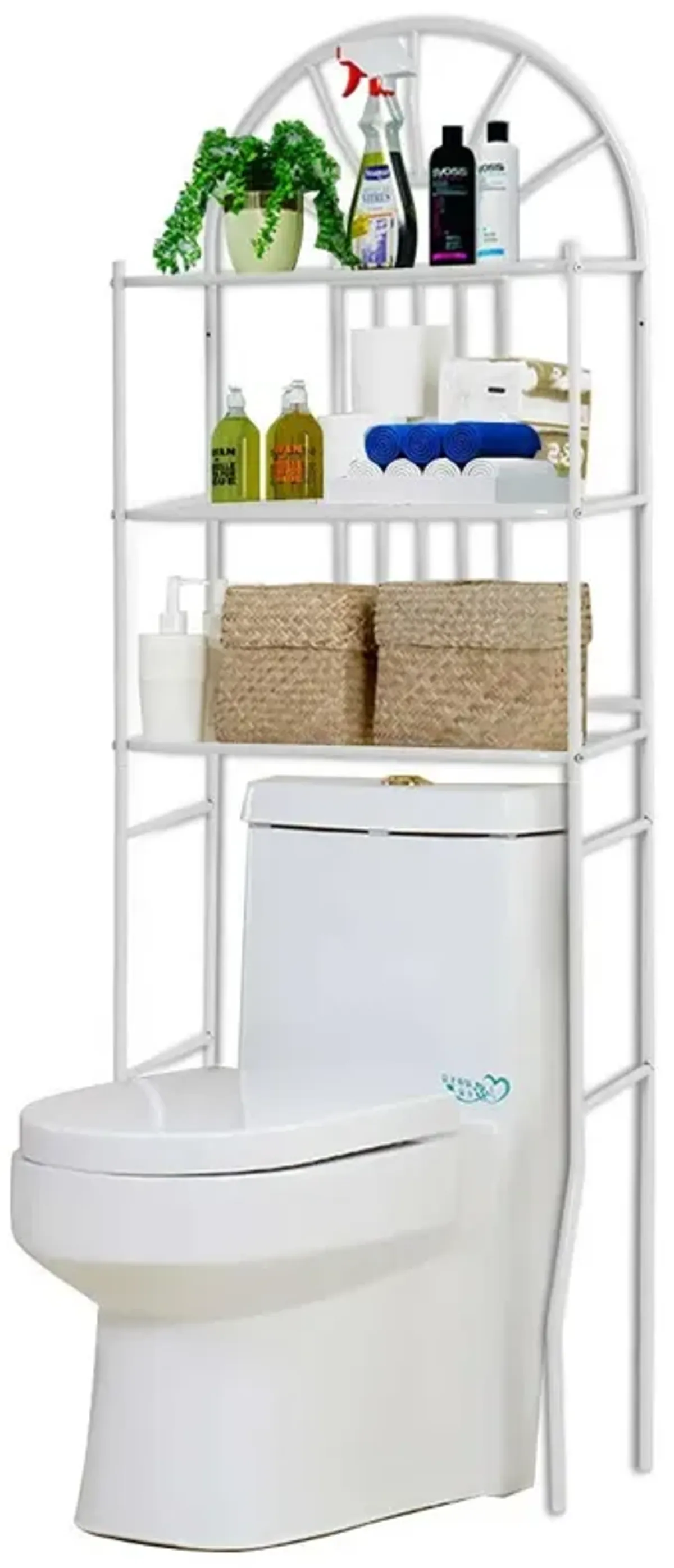 Hivvago Over Toilet Bathroom Space Saving Storage Shelving Unit in White Metal Finish