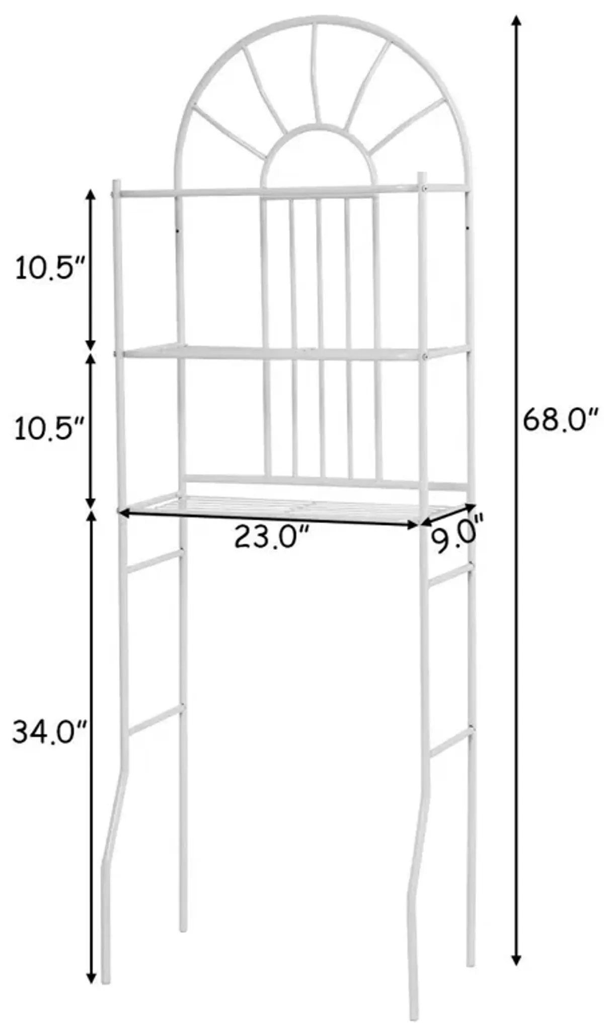 Hivvago Over Toilet Bathroom Space Saving Storage Shelving Unit in White Metal Finish