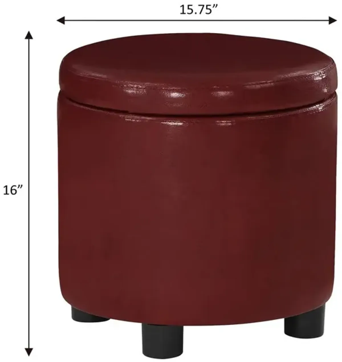 Convience Concept, Inc. Designs 4 Comfort Round Accent Storage Ottoman with Reversible Tray Lid