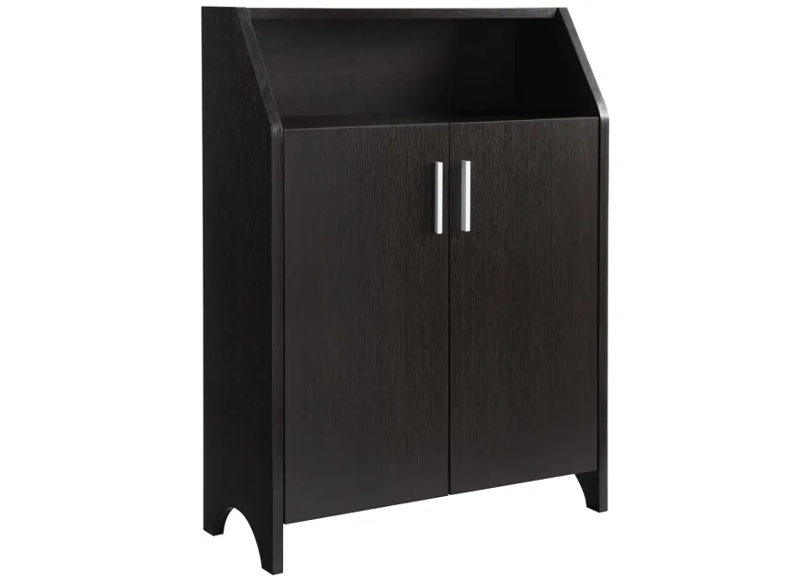 Ross Shoe Cabinet, 2 Doors, Open Top Shelf, Red Cocoa Brown Finish - Benzara