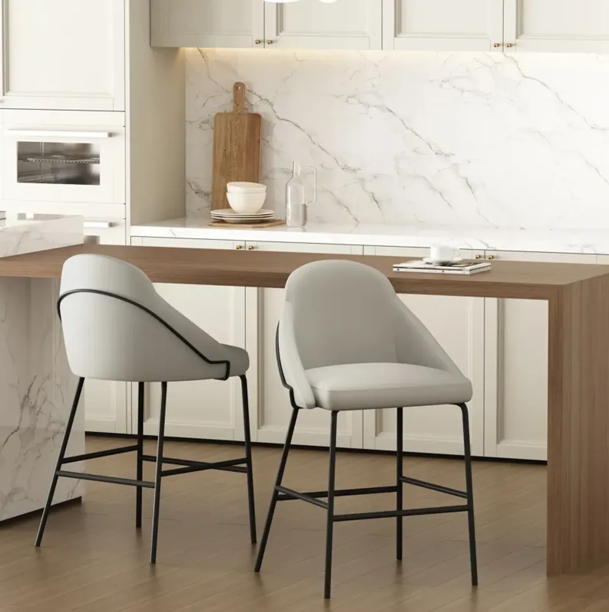 Gracie Counter Stools in Gray and Black (Set of 2)