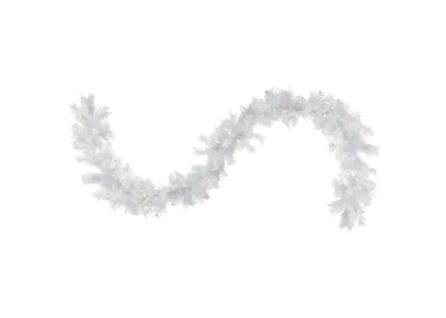 9' x 10" Pre-Lit Vermont White Pine Artificial Christmas Garland  Clear Lights