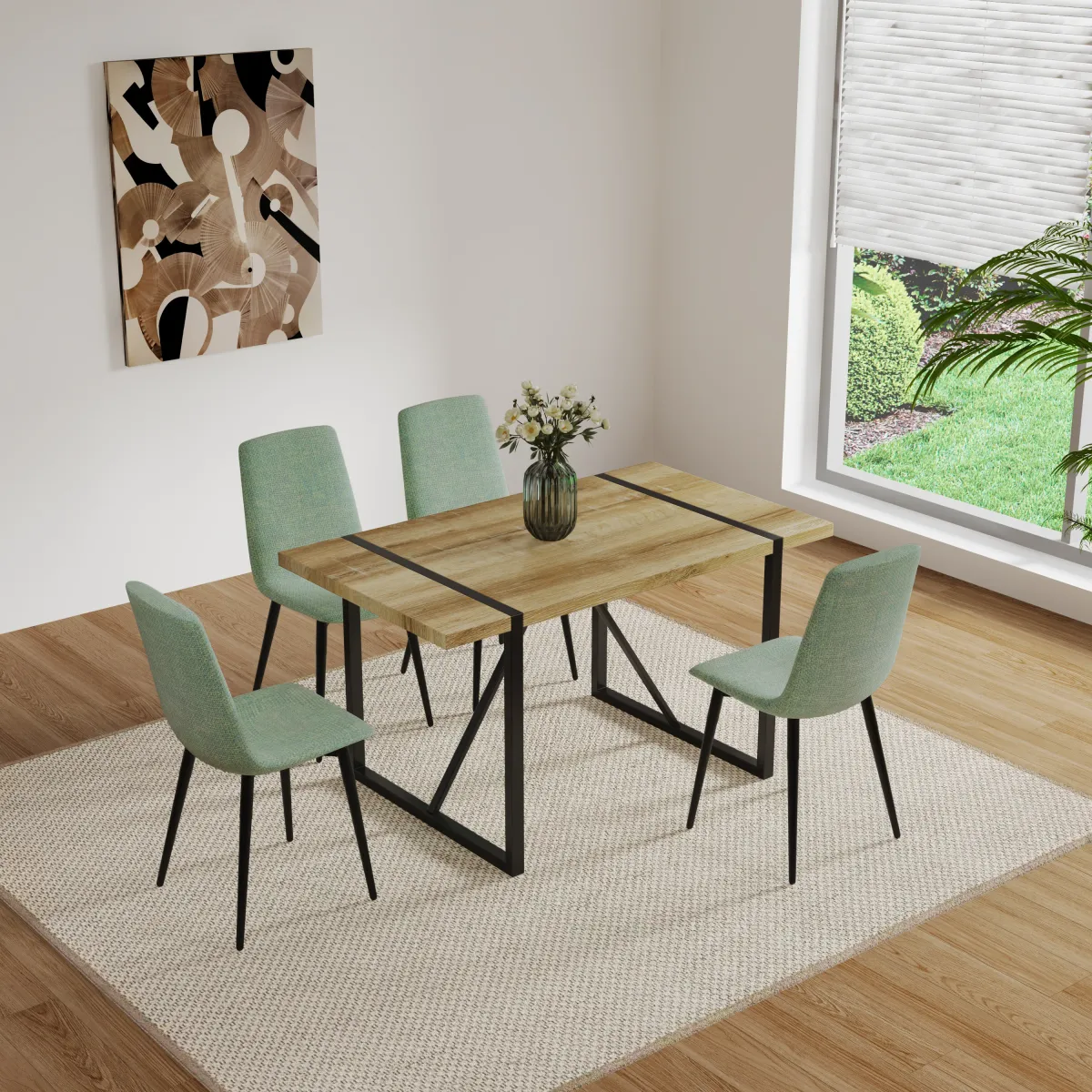 Merax Dining Table and 4 Dining Chairs Dining Set