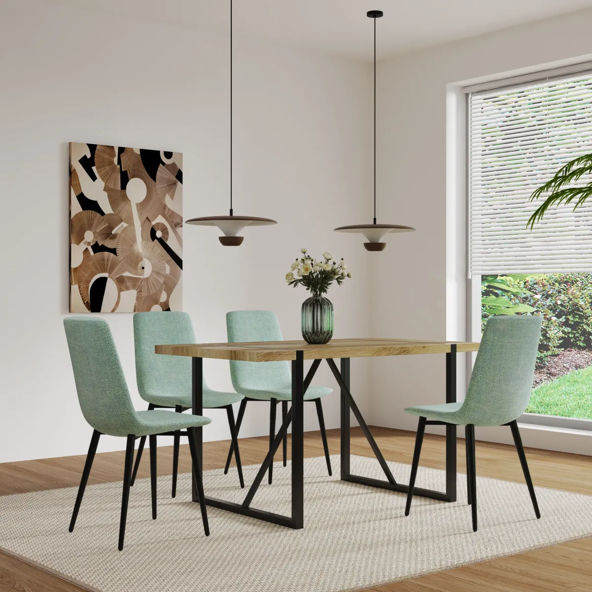 Merax Dining Table and 4 Dining Chairs Dining Set