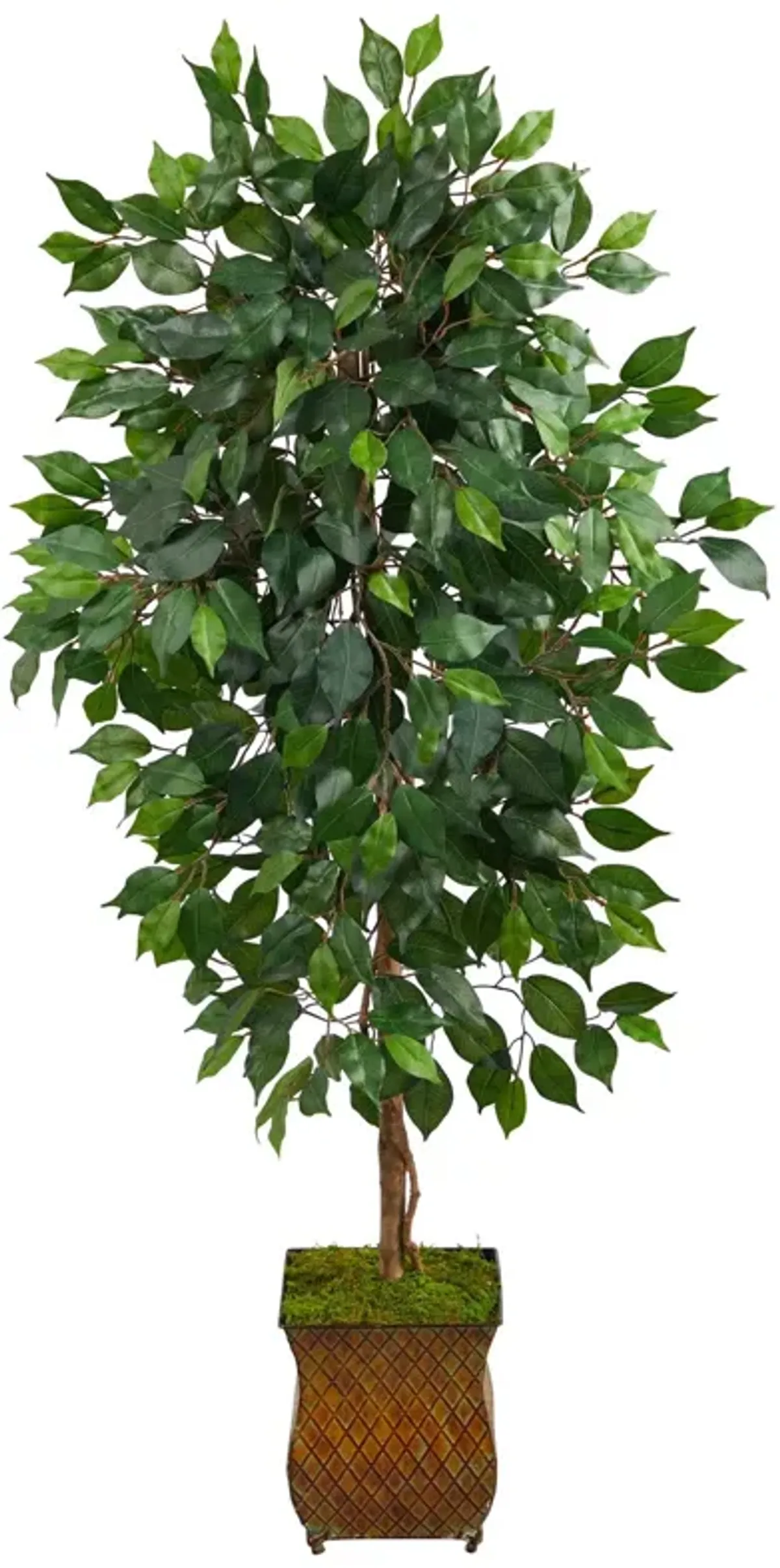 Nearly Natural 51-in Ficus Artificial Tree in Metal Planter