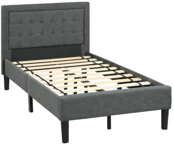 Twin Size Upholstered Bed Frame with Button Tufted Headboard