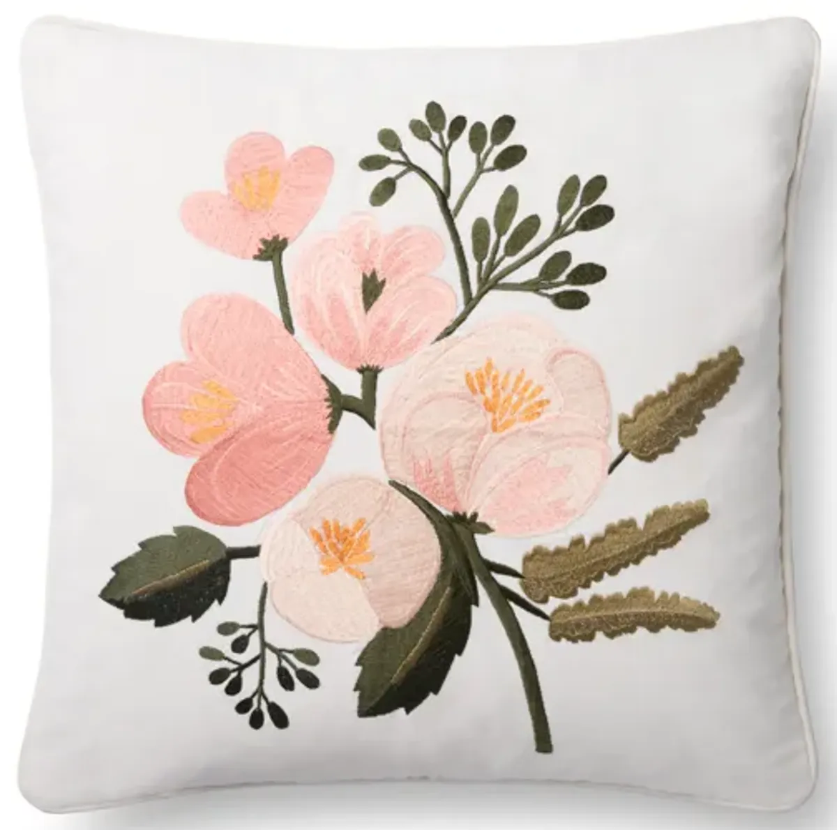 P6041 Blush/Multi 18"x18" Polyester Pillow by Rifle Paper Co. × Loloi