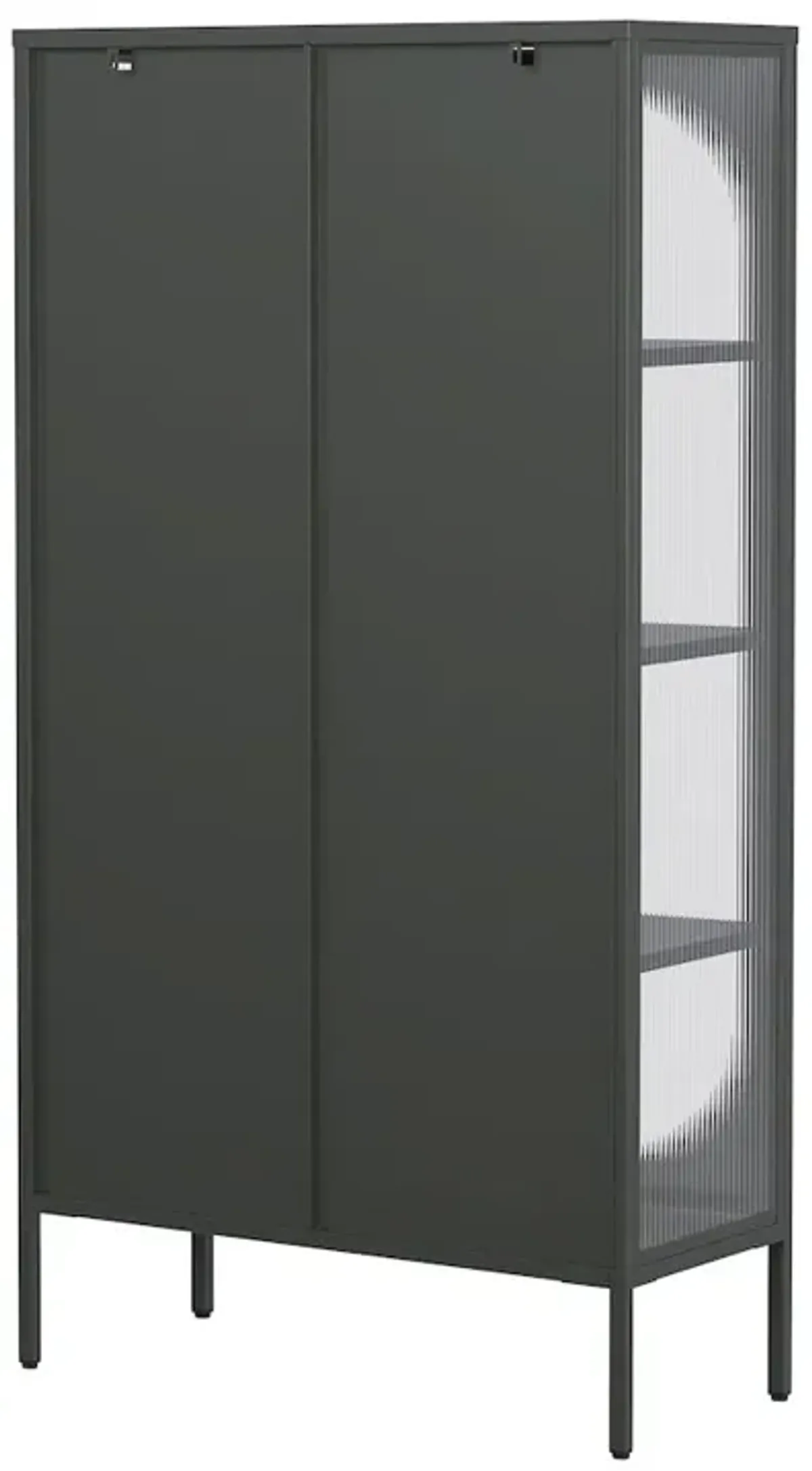Glamour Home Benoît 70.87-inch Black Two Door Storage Cabinet with Fluted Clear Doors
