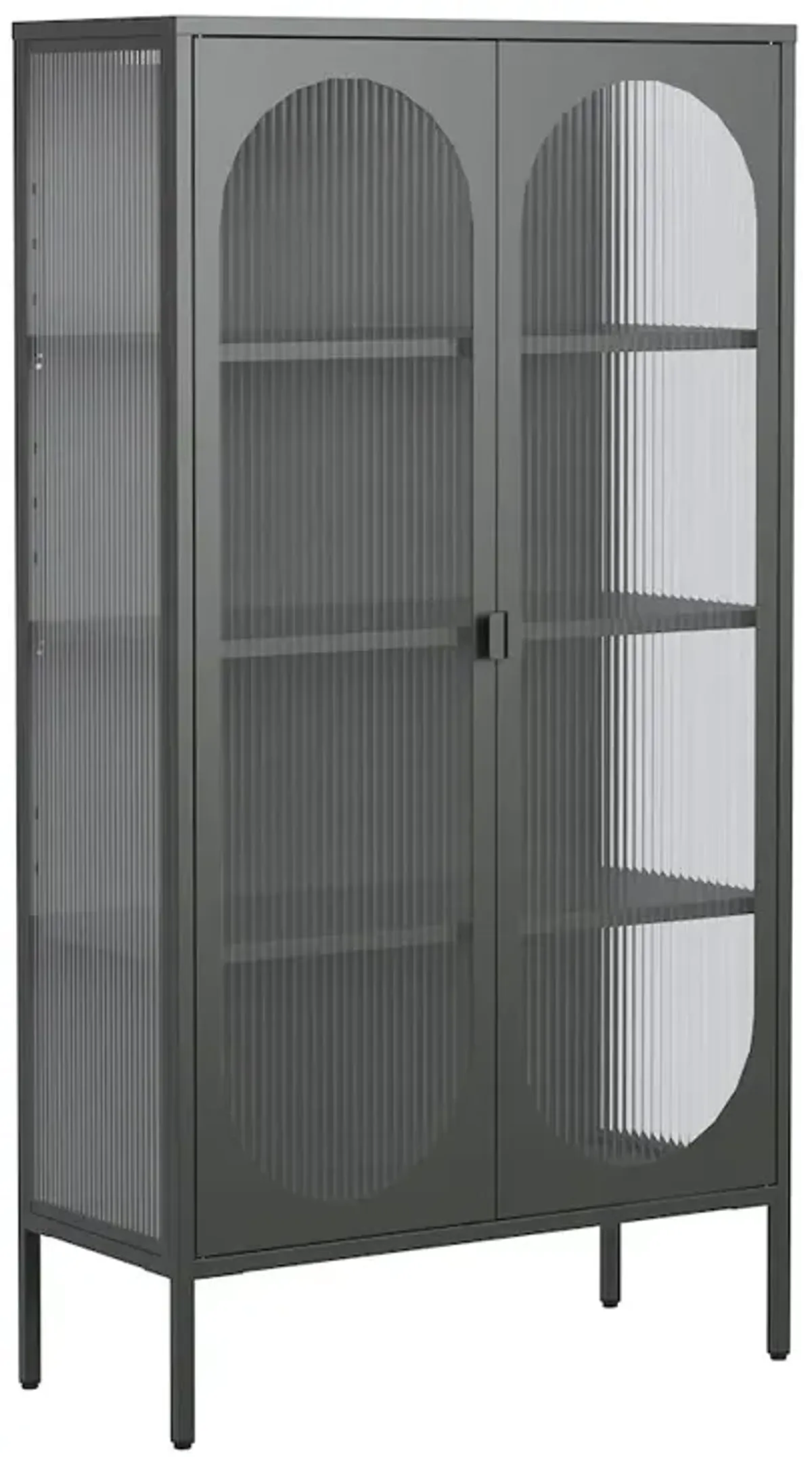 Glamour Home Benoît 70.87-inch Black Two Door Storage Cabinet with Fluted Clear Doors