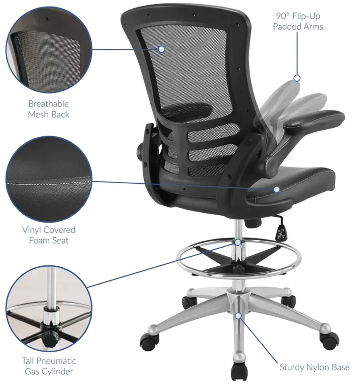 Modway Furniture - Attainment Vinyl Drafting Chair