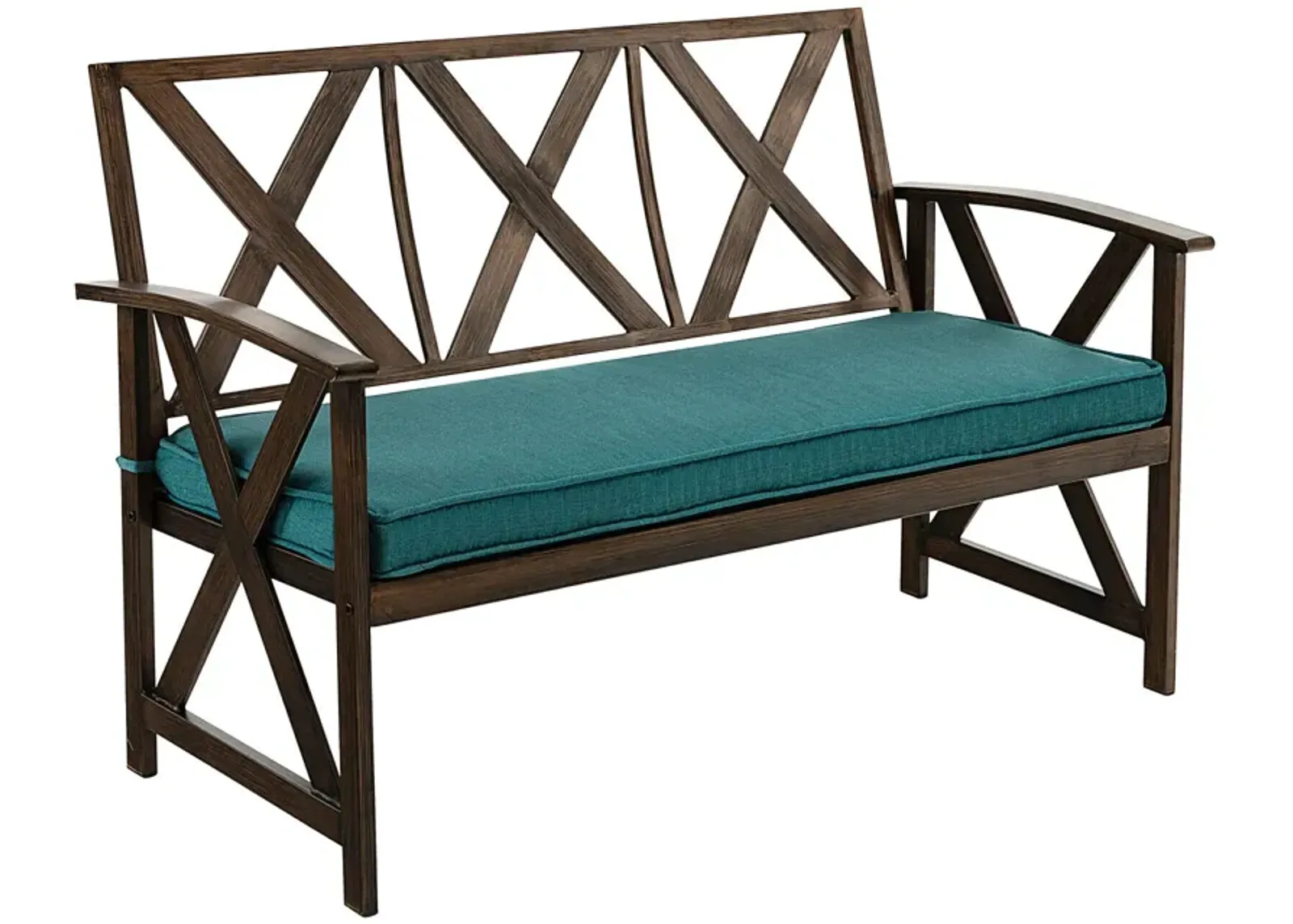 Outdoor Garden Bench with Detachable Sponge-Padded Cushion-Brown