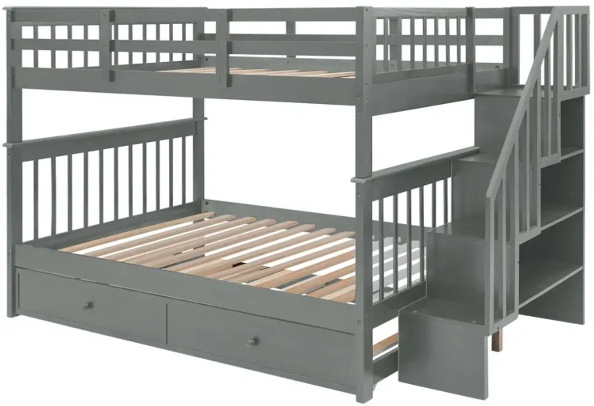 Merax Storage Bunk Bed Trundle Bed with Guard Rail