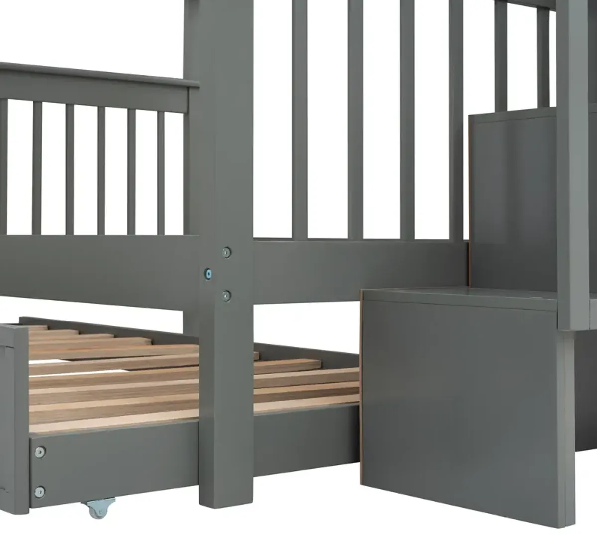 Merax Storage Bunk Bed Trundle Bed with Guard Rail