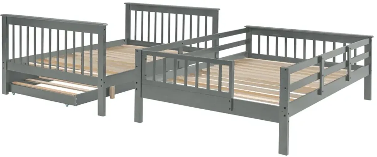 Merax Storage Bunk Bed Trundle Bed with Guard Rail