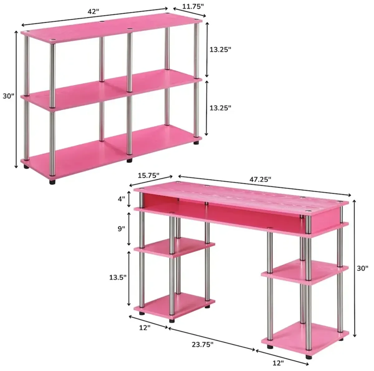 Convenience Concepts Designs2Go No Tools Desk and Console Table Set